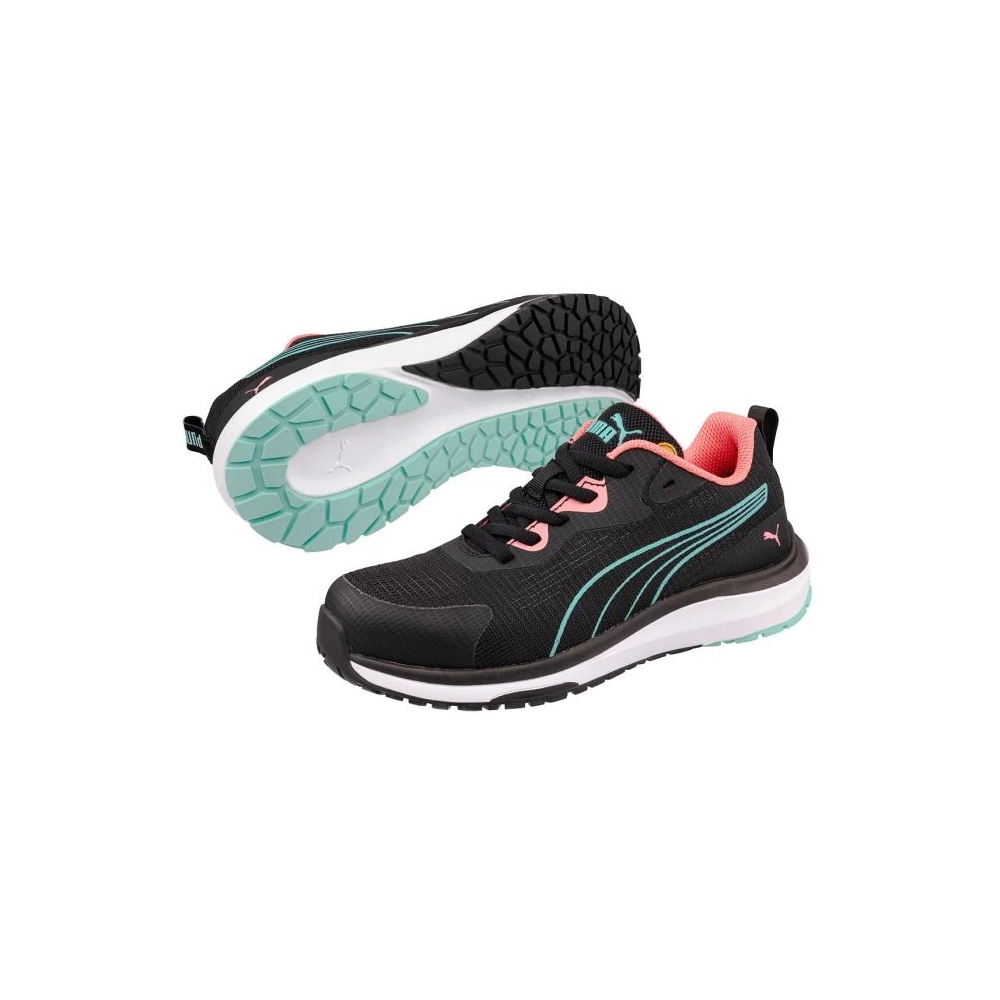 Scarpe antinfortunistiche Celerity knit blue/coral low , colore: nero con dettagli corallo e azzurri.