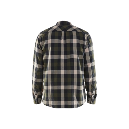 Camicia in flanella Blaklader, verde/nero, 82 % cotone, 18% poliestere, flanella spazzolata su un lato.
