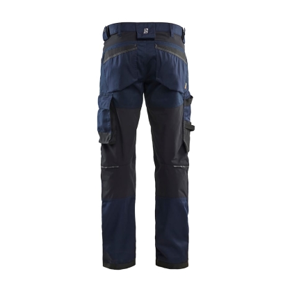 Pantalone artigiano stretch Blaklader, blu/nero, 63% poliestere, 33% cotone e 4% elastolefina, 260 g/m².