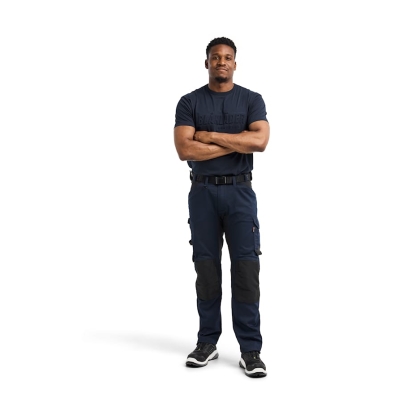 Pantalone artigiano stretch Blaklader, blu/nero, 63% poliestere, 33% cotone e 4% elastolefina, 260 g/m².