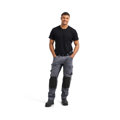 Pantalone artigiano stretch Blaklader, grigio/nero, 63% poliestere, 33% cotone e 4% elastolefina, 260 g/m².