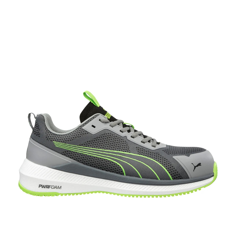 Scarpe antinfortunistiche Slide Grey/Green Puma,  materiale sintetico.