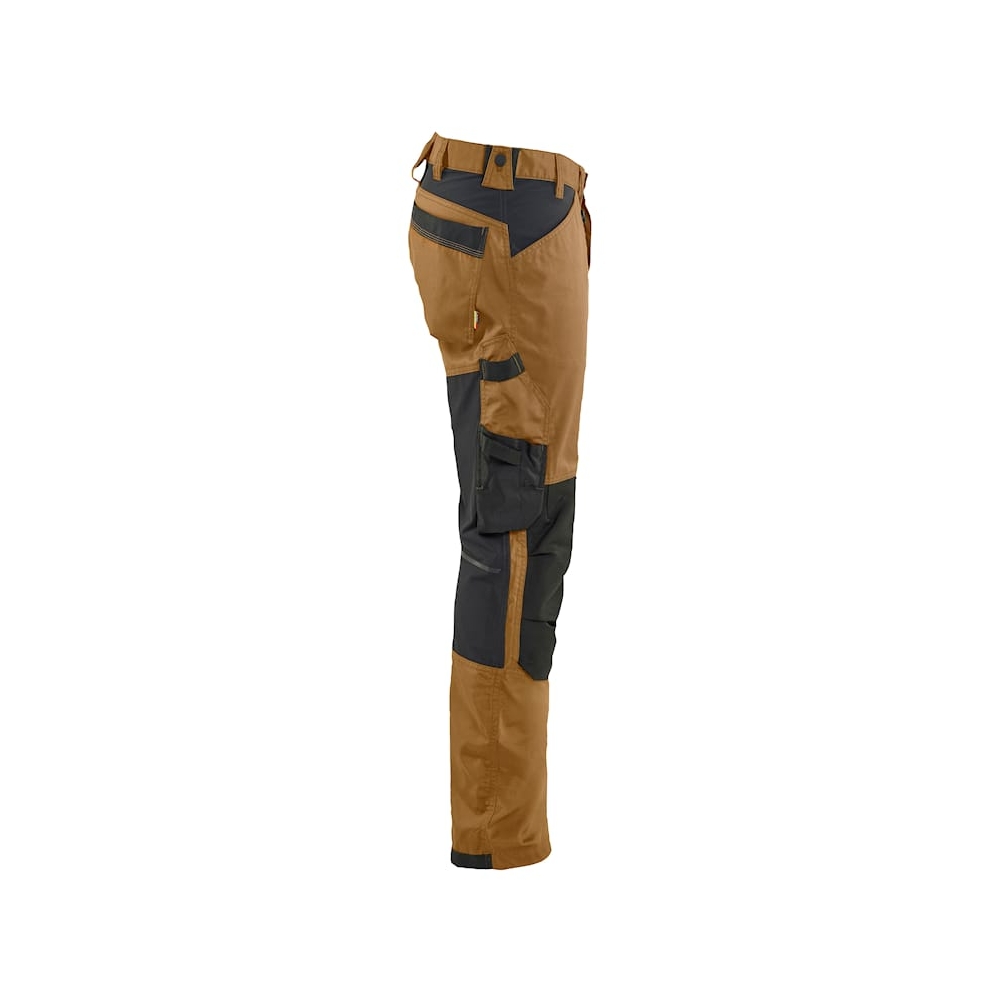 Pantalone artigiano stretch Blaklader, marrone/nero, 63% poliestere, 33% cotone e 4% elastolefina, 260 g/m².