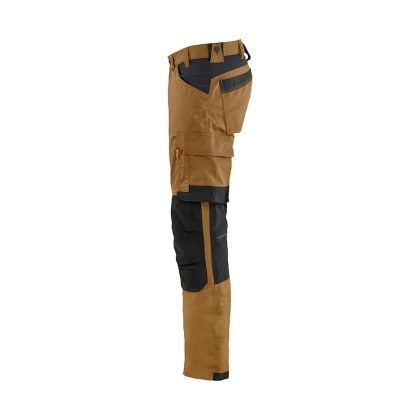 Pantalone artigiano stretch Blaklader, marrone/nero, 63% poliestere, 33% cotone e 4% elastolefina, 260 g/m².