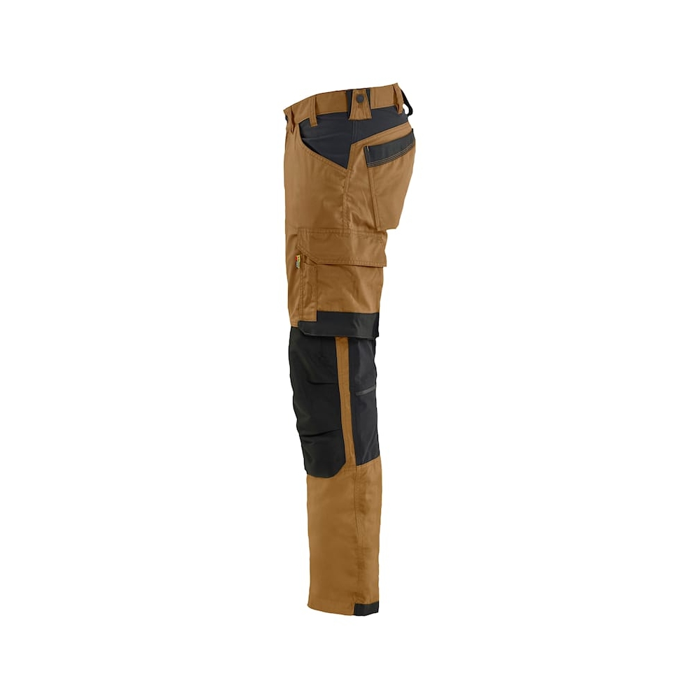 Pantalone artigiano stretch Blaklader, marrone/nero, 63% poliestere, 33% cotone e 4% elastolefina, 260 g/m².