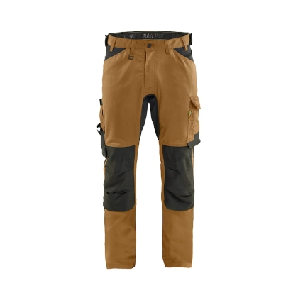 Pantalone artigiano stretch Blaklader, marrone/nero, 63% poliestere, 33% cotone e 4% elastolefina, 260 g/m².