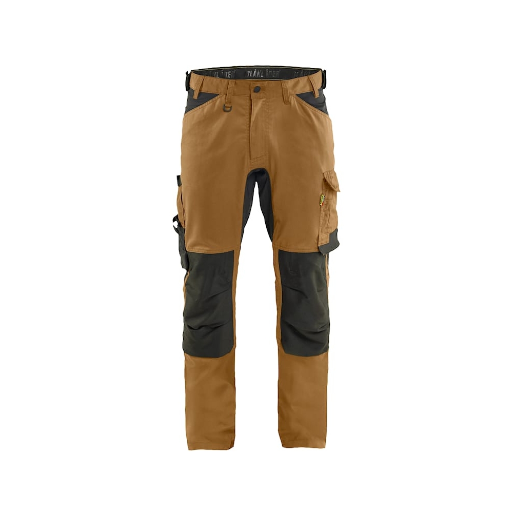 Pantalone artigiano stretch Blaklader, marrone/nero, 63% poliestere, 33% cotone e 4% elastolefina, 260 g/m².