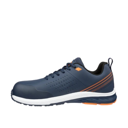 Scarpe antinfortunistiche Albatros Vigor 2 Impulse Low, blu e arancioni  in microfibra resistente e idrorepellente.