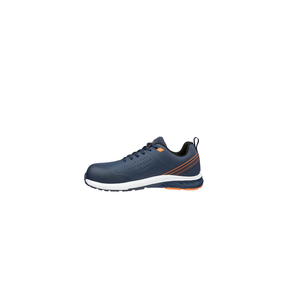 Scarpe antinfortunistiche Albatros Vigor 2 Impulse Low, blu e arancioni  in microfibra resistente e idrorepellente.