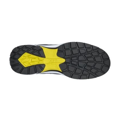 Scarpe Albatros Ultratrail Grey Low, grigie e gialle, con tomaia in pelle e inserti tessili resistenti all'abrasione.