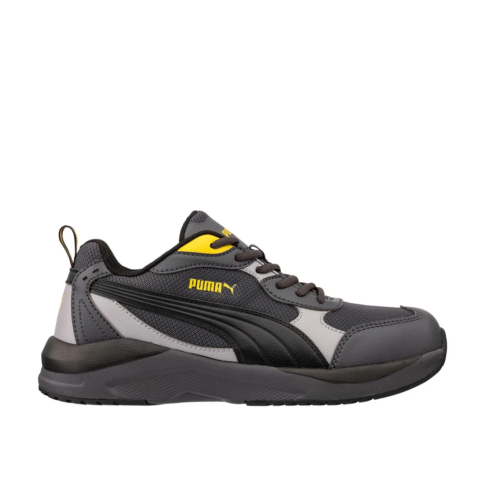 Scarpe antinfortunistiche Puma Safety Shift Low Grey/Yellow con tomaia in materiale sintetico resistente.