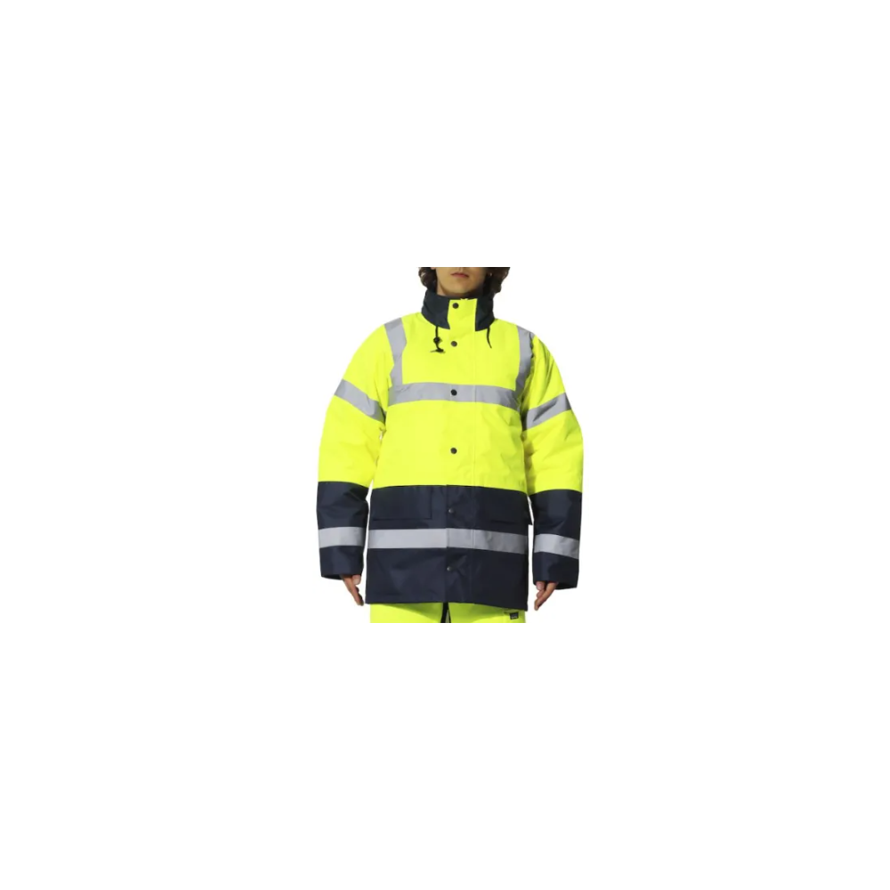 Parka bicolore Issaline Tessino HiVi 04641, giallo av blu.
