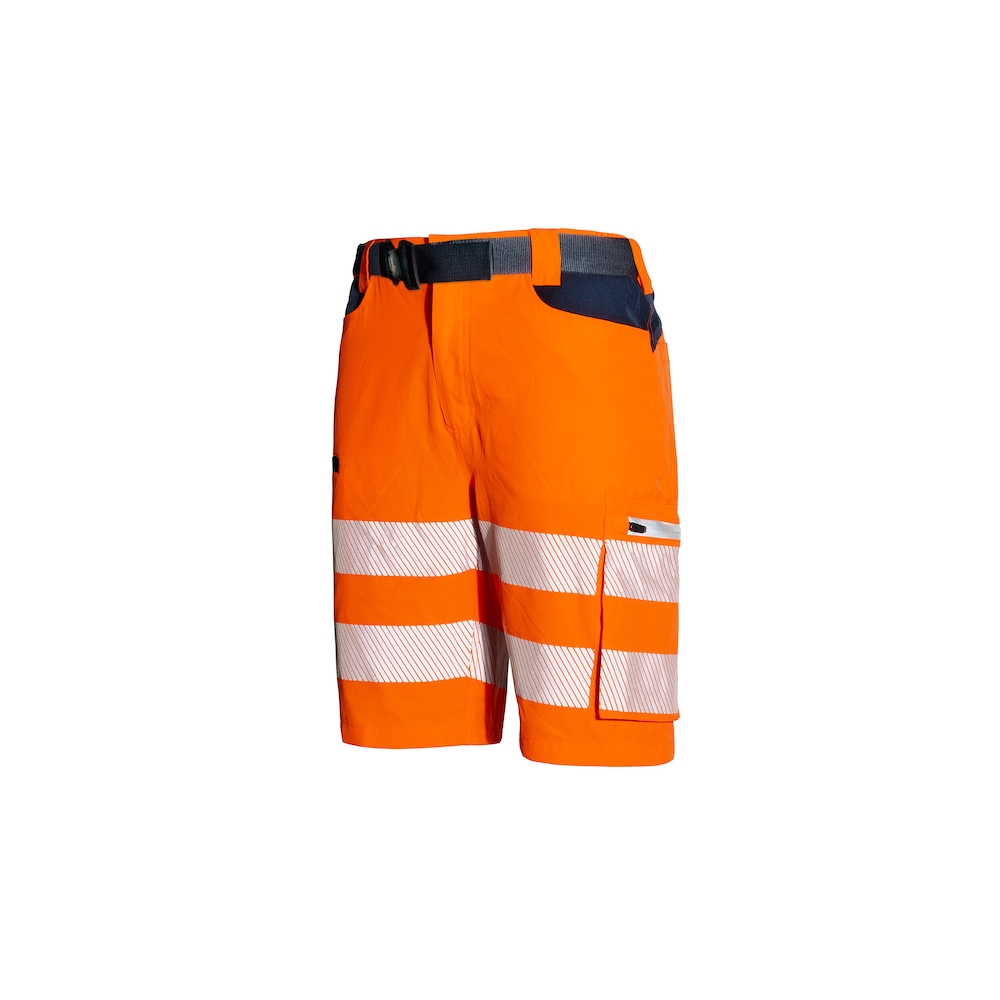 Bermuda Issaline HiVi 8454B, 95% poliestere, 5% spandex. Arancione alta visibilità