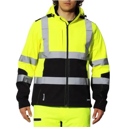 Giacca Issa Lavoris HiVi 04525 a 3 strati twill 100% poliestere, Giallo alta visibiltà