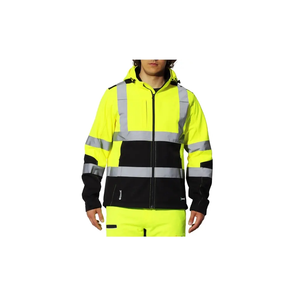 Giacca Issa Lavoris HiVi 04525 a 3 strati twill 100% poliestere, Giallo alta visibiltà