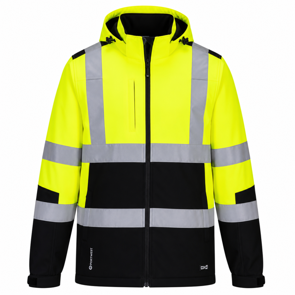 Giacca Issa Lavoris HiVi 04525 a 3 strati twill 100% poliestere, Giallo alta visibiltà