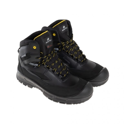 Scarpe antinfortunistiche AboutBlu Rossini, pelle pieno fiore, nere. S3S WR CI HI HRO SRC DGUV