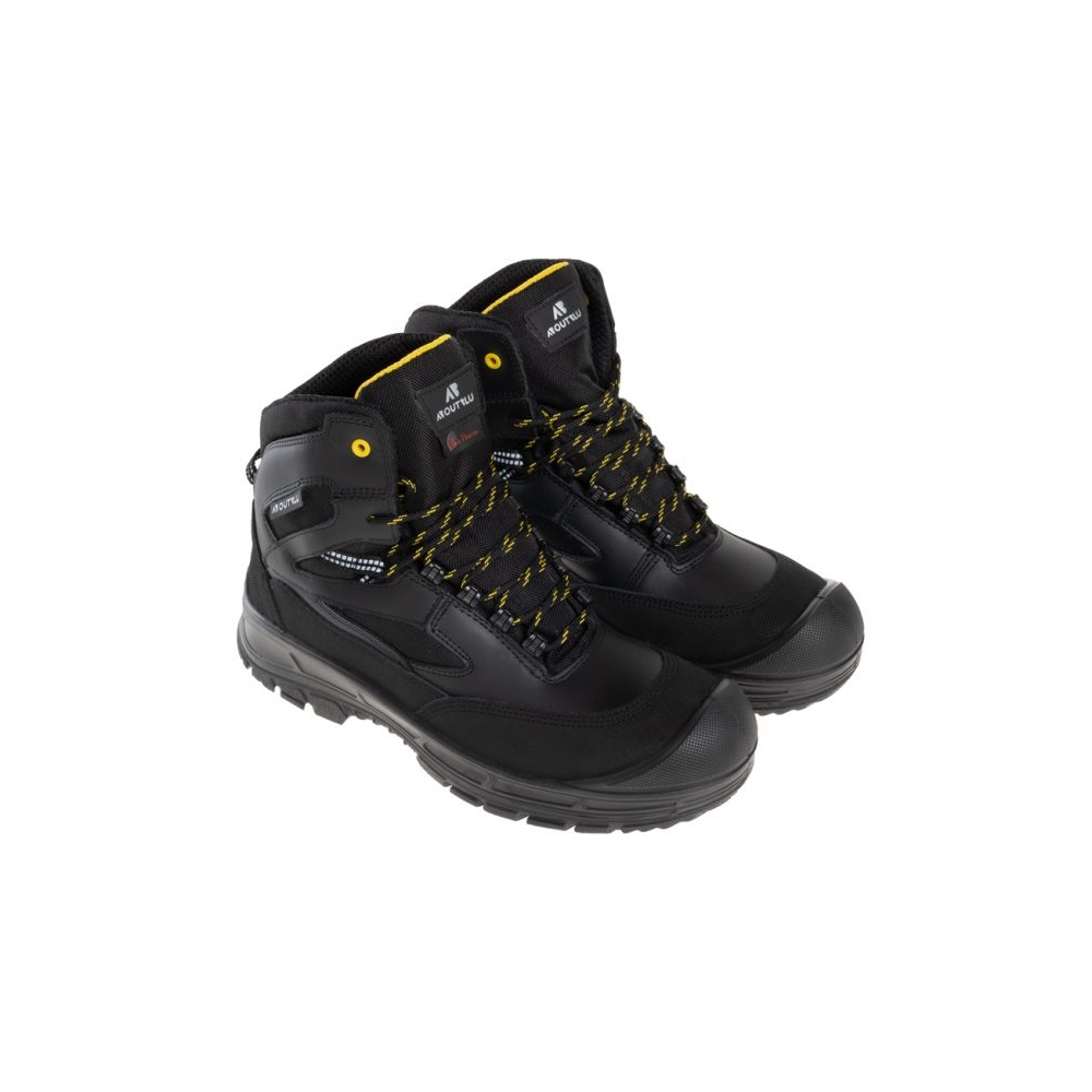 Scarpe antinfortunistiche AboutBlu Rossini, pelle pieno fiore, nere. S3S WR CI HI HRO SRC DGUV