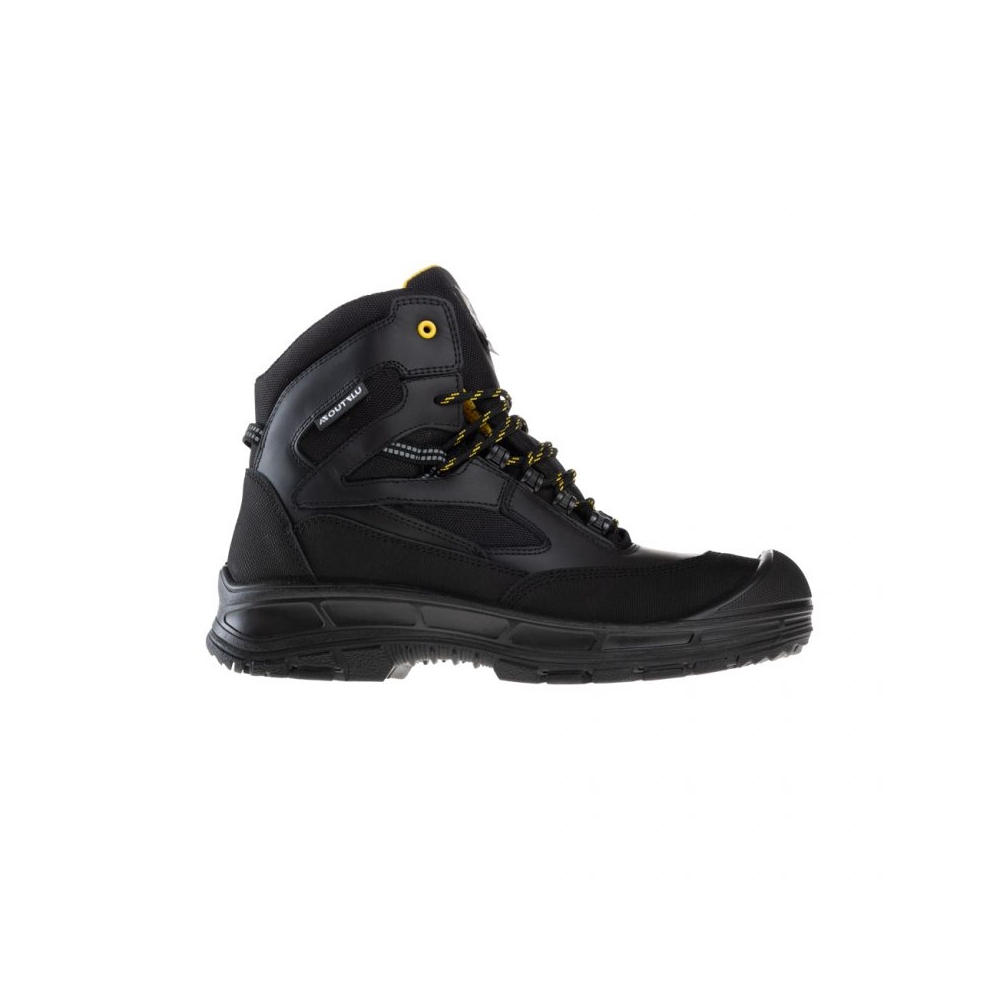 Scarpe antinfortunistiche AboutBlu Rossini, pelle pieno fiore, nere. S3S WR CI HI HRO SRC DGUV
