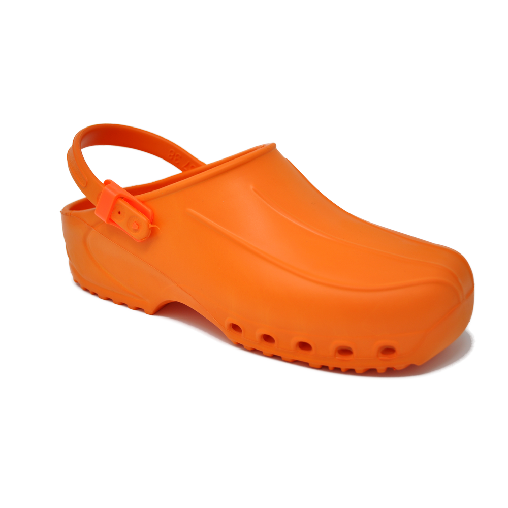 Zoccoli XBlue Light, nero, dotato di foro di aerazione, anatomico, antiscivolo e antistatico. arancione