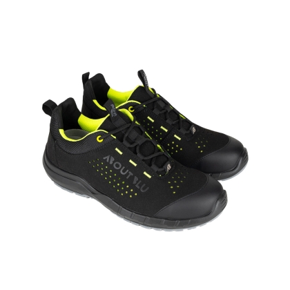 Scarpe da lavoro AboutBlu Active Low. Calzatura bassa, S1PS, microfibra scamosciata. colore nero e giallo fluo interno
