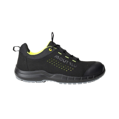 Scarpe da lavoro AboutBlu Active Low. Calzatura bassa, S1PS, microfibra scamosciata. colore nero e giallo fluo interno
