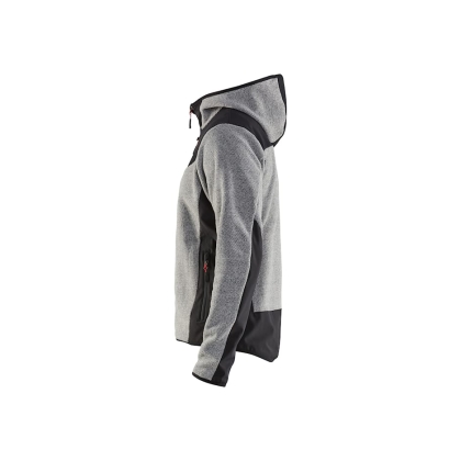 Giacca in maglia, Blaklader, 5940, colore grigio chiaro, Tessuto pile spazzolato e stretch, inserti softshell, con cappuccio