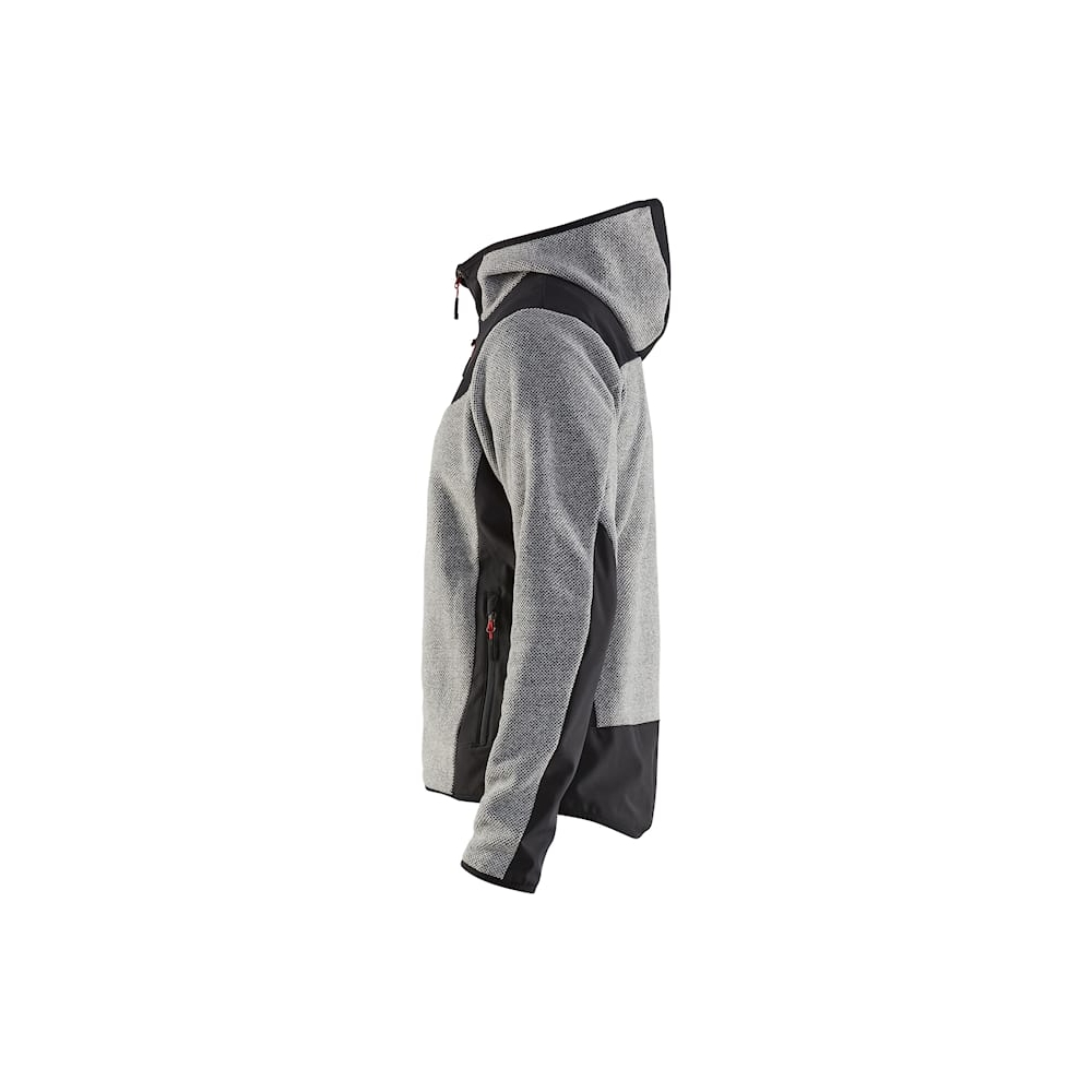 Giacca in maglia, Blaklader, 5940, colore grigio chiaro, Tessuto pile spazzolato e stretch, inserti softshell, con cappuccio