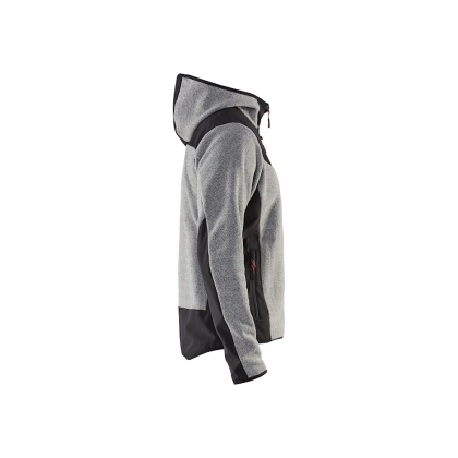 Giacca in maglia, Blaklader, 5940, colore grigio chiaro, Tessuto pile spazzolato e stretch, inserti softshell, con cappuccio