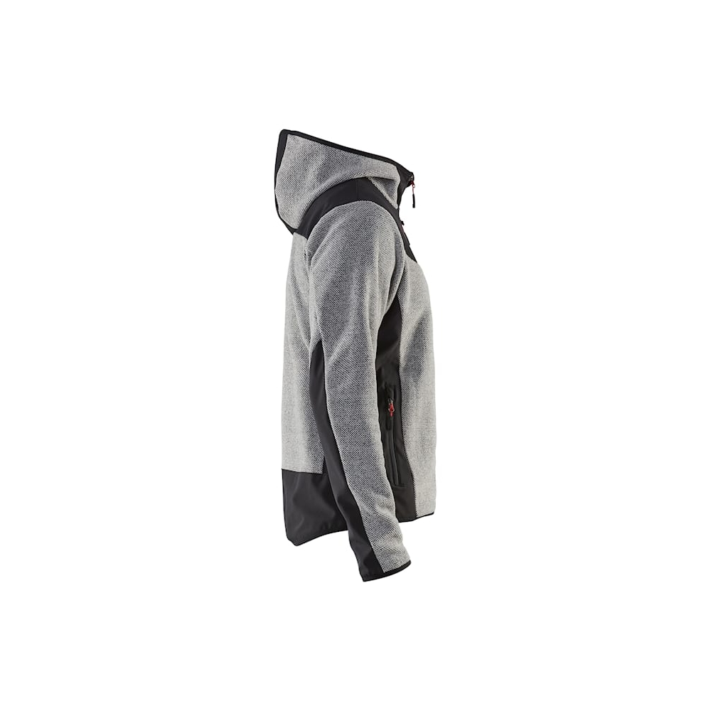 Giacca in maglia, Blaklader, 5940, colore grigio chiaro, Tessuto pile spazzolato e stretch, inserti softshell, con cappuccio