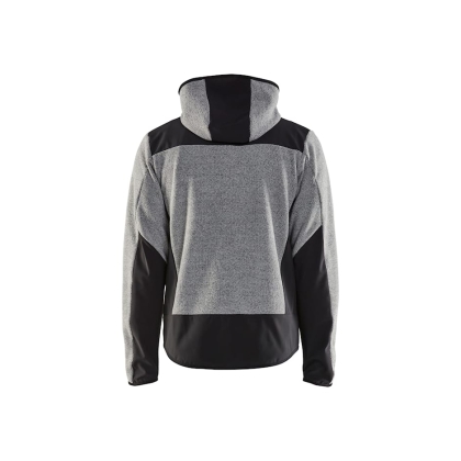 Giacca in maglia, Blaklader, 5940, colore grigio chiaro, Tessuto pile spazzolato e stretch, inserti softshell, con cappuccio