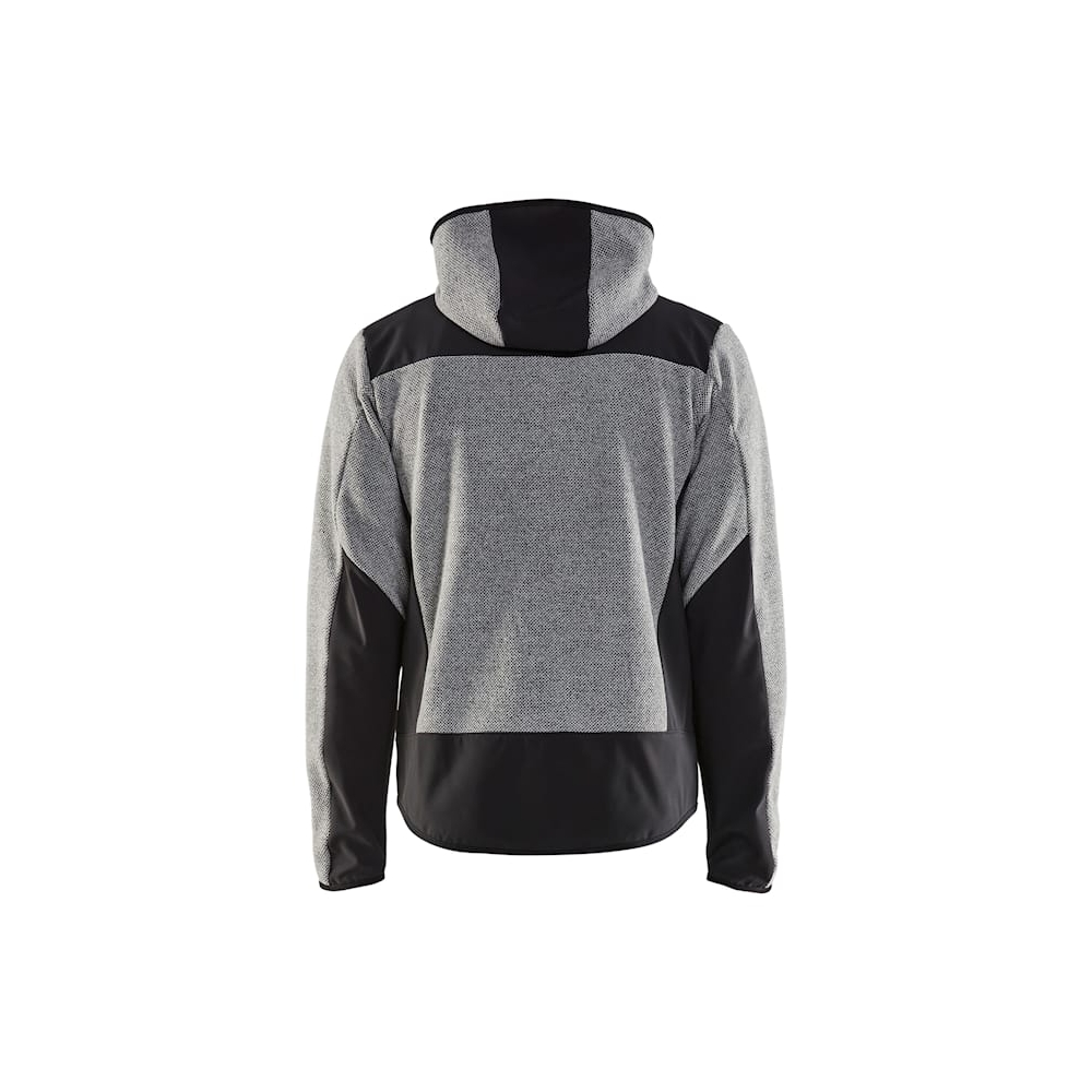 Giacca in maglia, Blaklader, 5940, colore grigio chiaro, Tessuto pile spazzolato e stretch, inserti softshell, con cappuccio