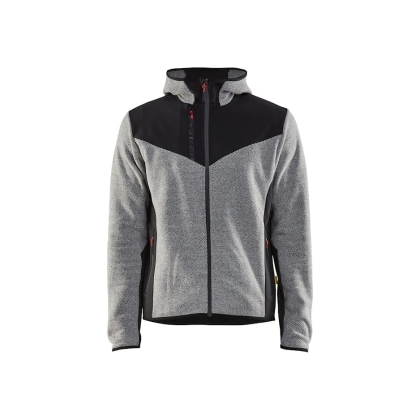 Giacca in maglia, Blaklader, 5940, colore grigio chiaro, Tessuto pile spazzolato e stretch, inserti softshell, con cappuccio