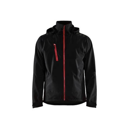 Giacca, Blaklader, Softshell, 4749, colore nero, Softshell, tessuto stretch impermeabile e antivento, con cappuccio