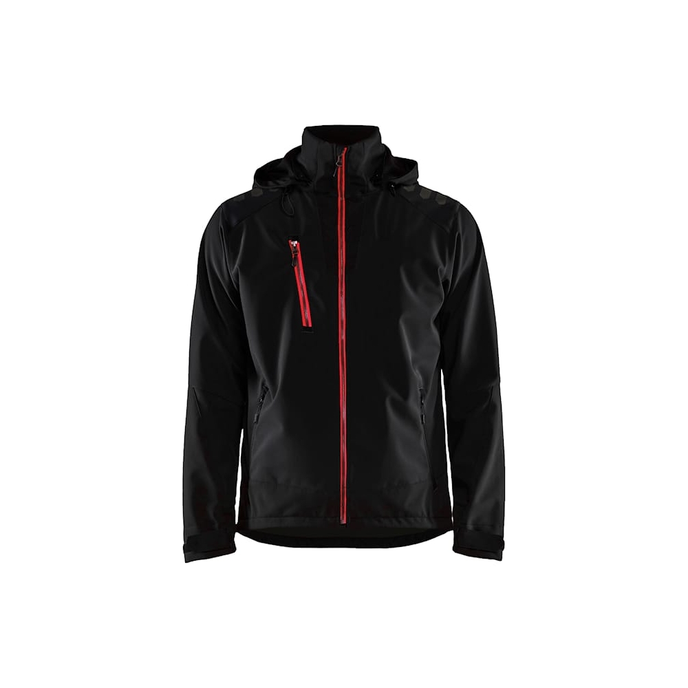 Giacca, Blaklader, Softshell, 4749, colore nero, Softshell, tessuto stretch impermeabile e antivento, con cappuccio