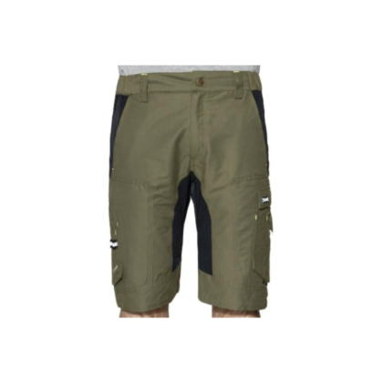 Bermuda prfofessionali realizzati con tessuto tecnico Flexard di colore verde/nero.