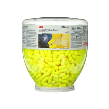 Inserti auricolari 3M, PD-01-002 , colore giallo fluo, inseriti nel boccione da ricarica One Touch