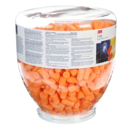Inserti auricolari 3M, 1100D, colore arancione, inseriti all'interno del boccione da ricarica One Touch