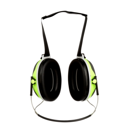 Cuffie auricolari 3M, X4B, PELTOR, colore nero con inseri verde fluo, cuffie da bardatura nucale