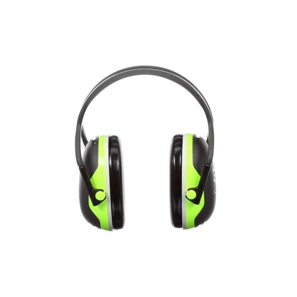 Cuffie auricolari 3M, X4A, PELTOR, colore nero con inserti verde fluo, cuffie da bardatura temporale