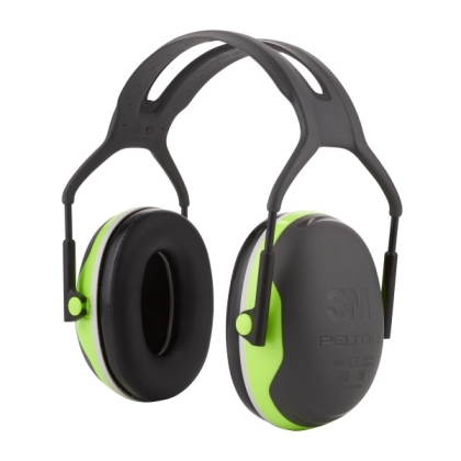 Cuffie auricolari 3M, X4A, PELTOR, colore nero con inserti verde fluo, cuffie da bardatura temporale
