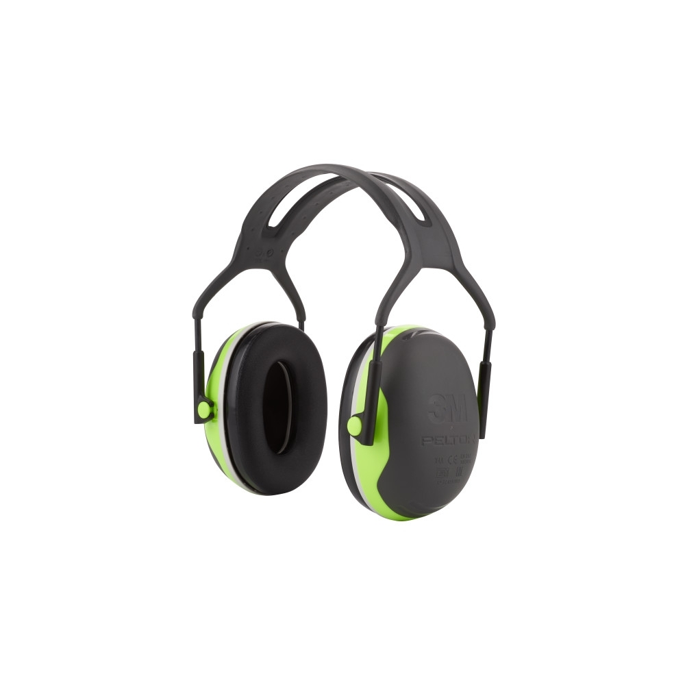 Cuffie auricolari 3M, X4A, PELTOR, colore nero con inserti verde fluo, cuffie da bardatura temporale