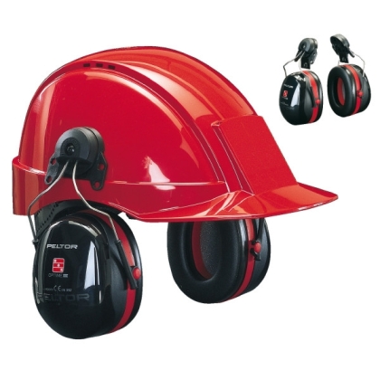 Cuffie auricolari 3M, H540P3E-413-SV, PELTOR, colore nero con inserti rossi, cuffie per  attacco per elmetto