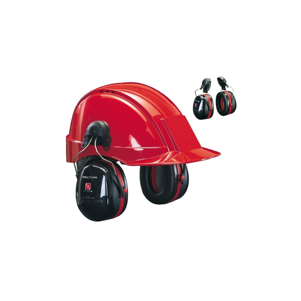Cuffie auricolari 3M, H540P3E-413-SV, PELTOR, colore nero con inserti rossi, cuffie per  attacco per elmetto