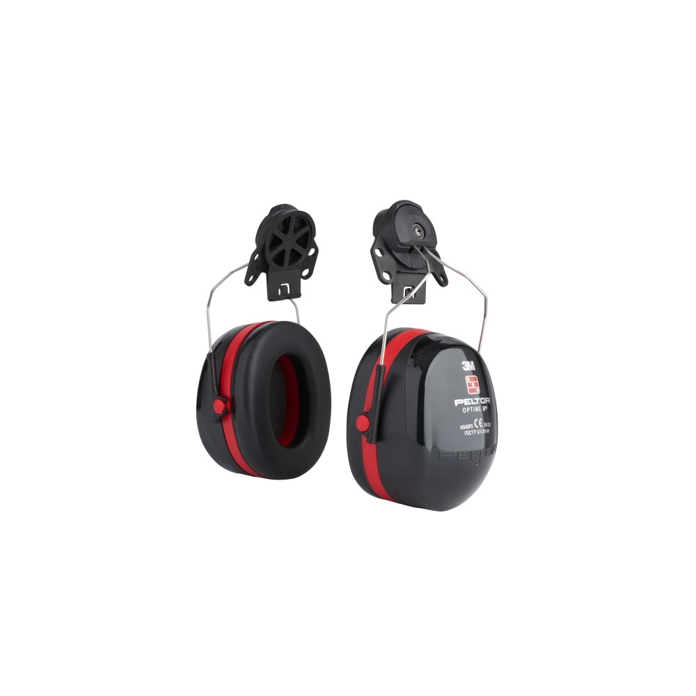 Cuffie auricolari 3M, H540P3E-413-SV, PELTOR, colore nero con inserti rossi, cuffie per  attacco per elmetto