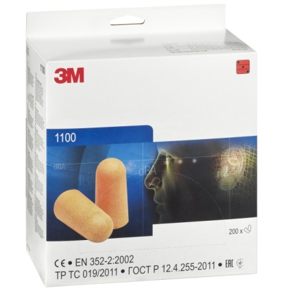 Inserti auricolari 3M, 1100, colore arancione, senza cordicella, scatola