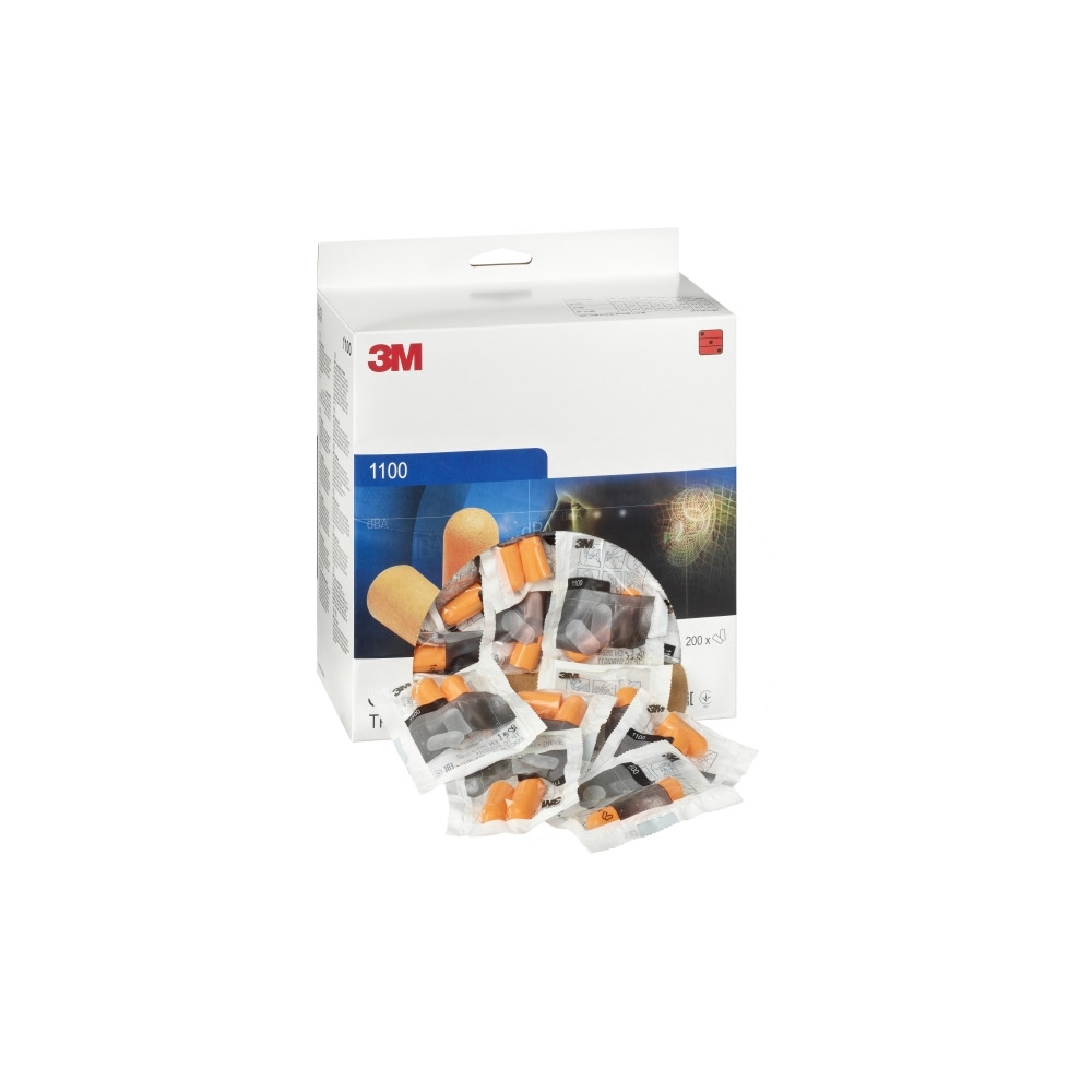 Inserti auricolari 3M, 1100, colore arancione, senza cordicella, scatola