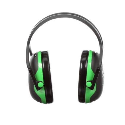Cuffie auricolari  3M, X1A, PELTOR, colore nero con inserti verde fluo, cuffie da bardatura temporale