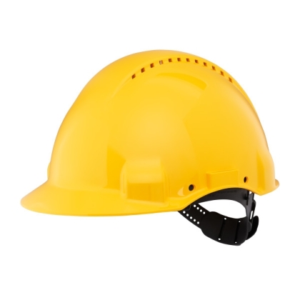 Elmetto 3M, G3000CUV-GU, colore giallo, uvicator, ventilato, con fascia antisudore in plastica, non indossato