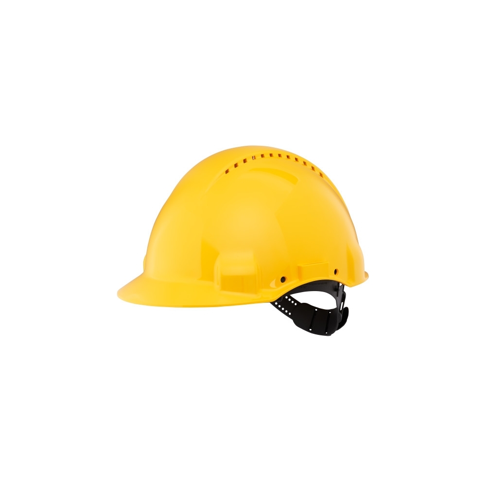 Elmetto 3M, G3000CUV-GU, colore giallo, uvicator, ventilato, con fascia antisudore in plastica, non indossato